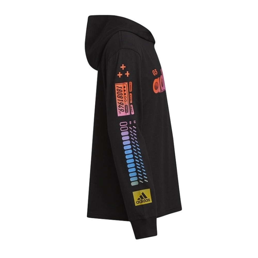Adidas Exit Game On Hooded Long Sleeve Tee X-L (18/20) Black - Picture 4 of 6